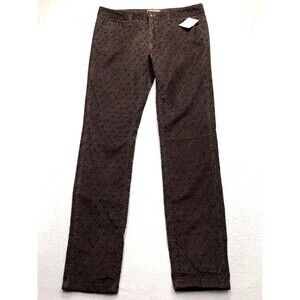 NWT FREE PEOPLE Corduroy Jean Women 34x31 Brown Ditsy Rose Floral Print Slim